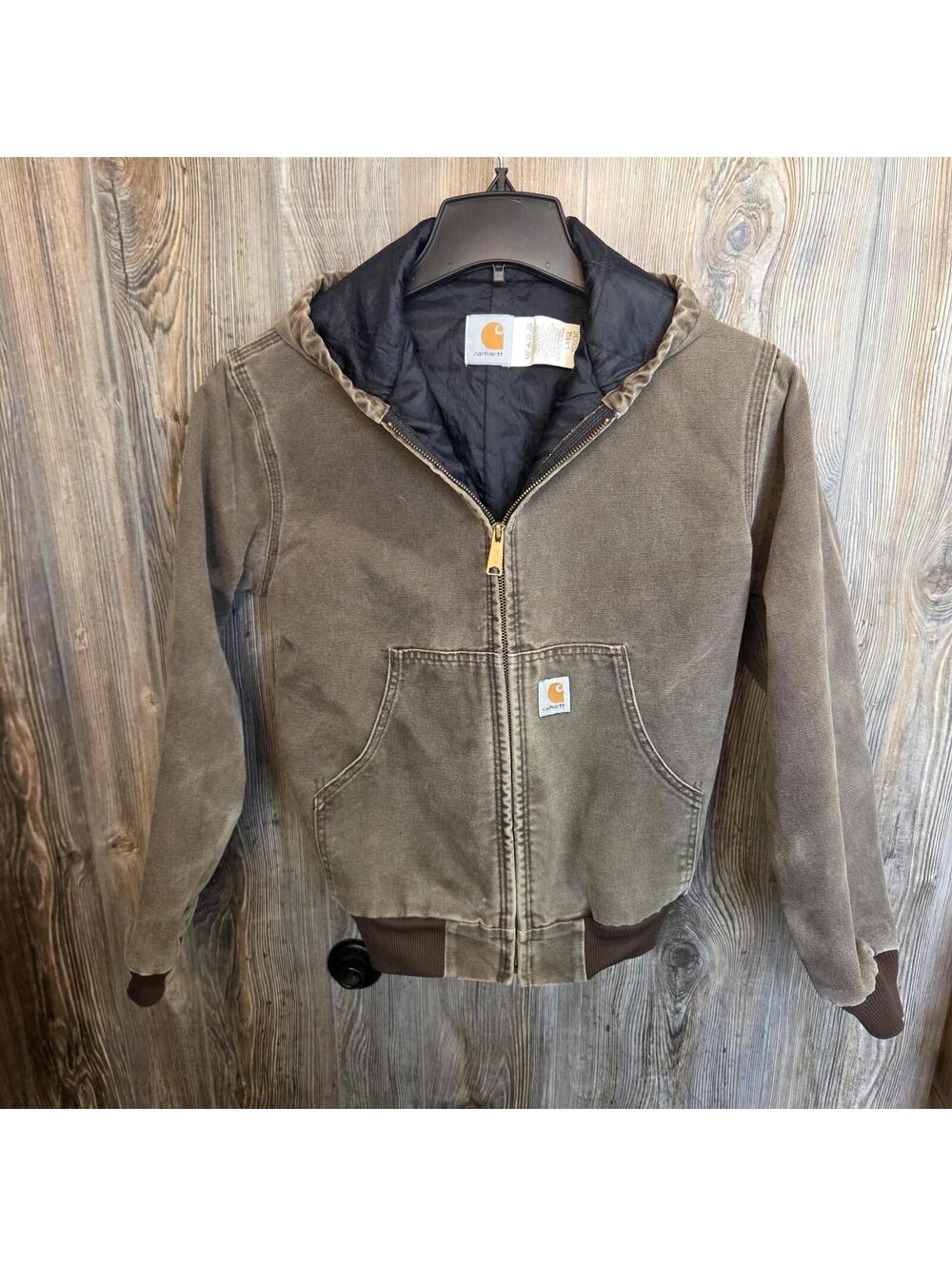 Vintage 1998 Carhartt Y06 CHT Chestnut Jacket Quilt Lined Youth Lrg Faded Patina